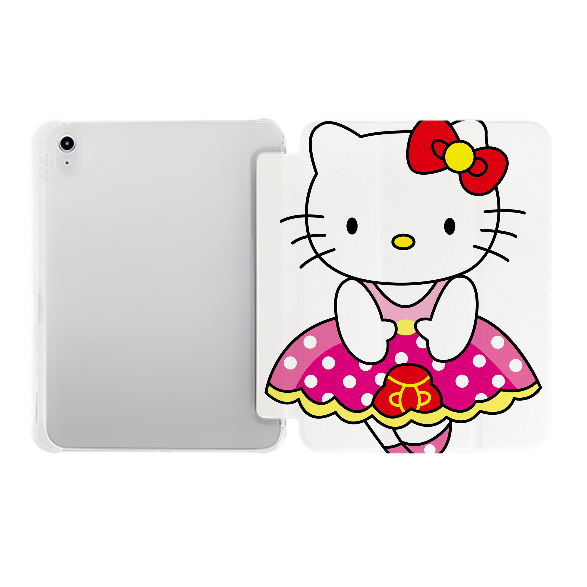 （画像用） Hello Kitty ハローキティ IPad ケース ペン収納付き 三つ折りスタンド PUレザー×シリコン 対応機種9.5/10.5/10.9インチ